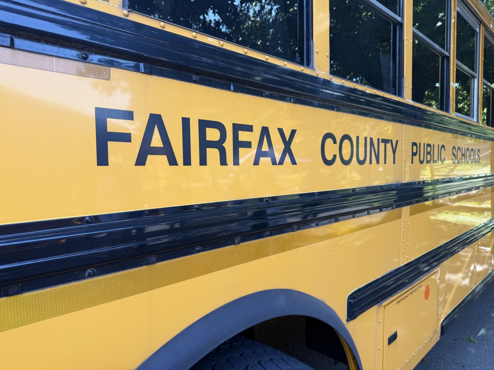 a fairfax county school bus pictured up close