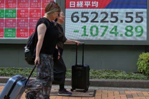 Asian shares are mostly lower as Kospi falls 4% and tech giants decline on Wall Street