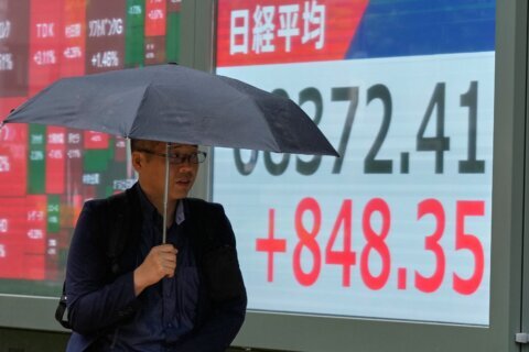 Asian shares mostly rise after AI leads rally on Wall Street