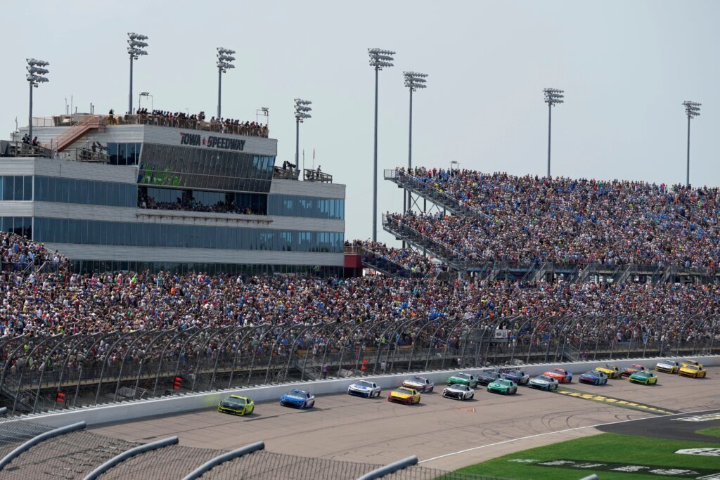 Ty Gibbs holds on to win NASCAR Cup Series race at Iowa Speedway