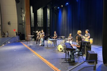 A band that includes incoming freshmen at Duke Ellington School of the Arts performs during the school's Summer Bridge program on Aug. 5, 2026.