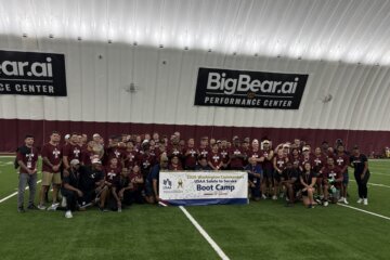 About 100 active duty members from all branches of the military gathered inside the bubble at Commanders Park on Friday Afternoom. For them it was another day of drilling – except this time it was NFL Combine style drills.