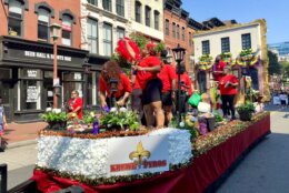 People on parade float