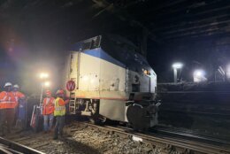 Amtrak train inside the First Street Tunnel