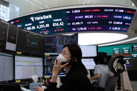 Asian shares track Wall Street gains, while oil prices bounce higher