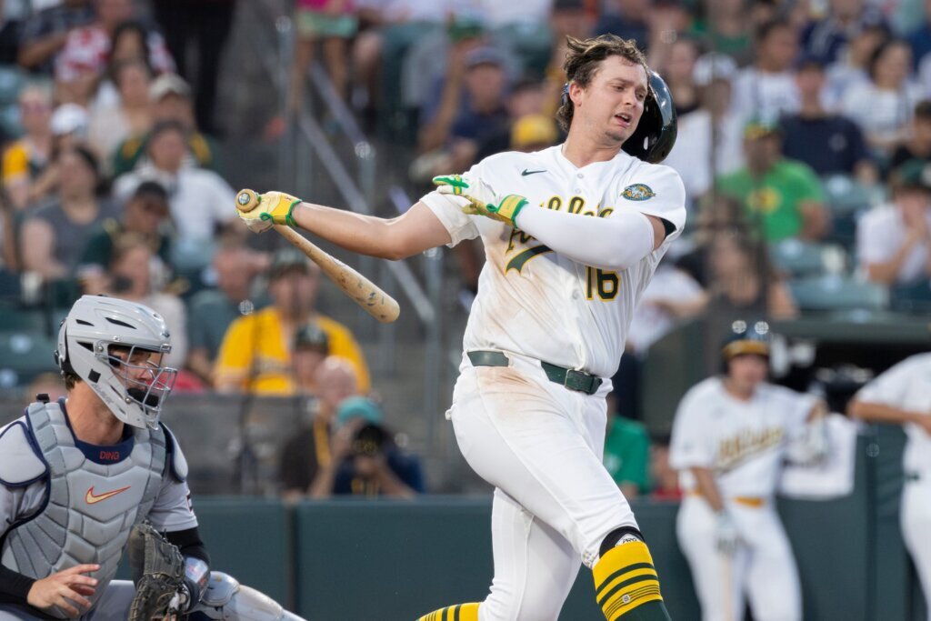 A’s slugger Nick Kurtz will see a specialist about his injured right thumb