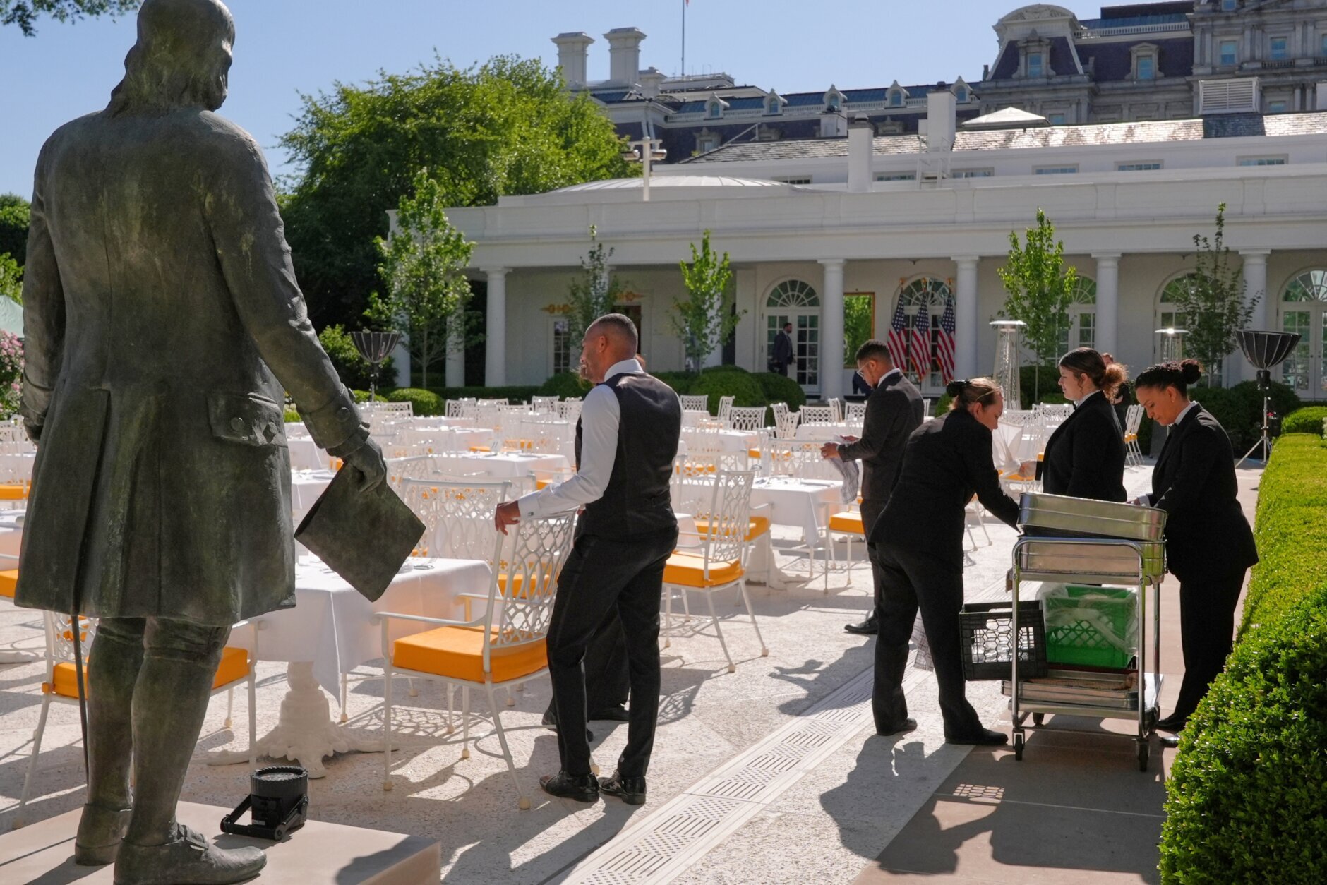 Trump Rose Garden Statues