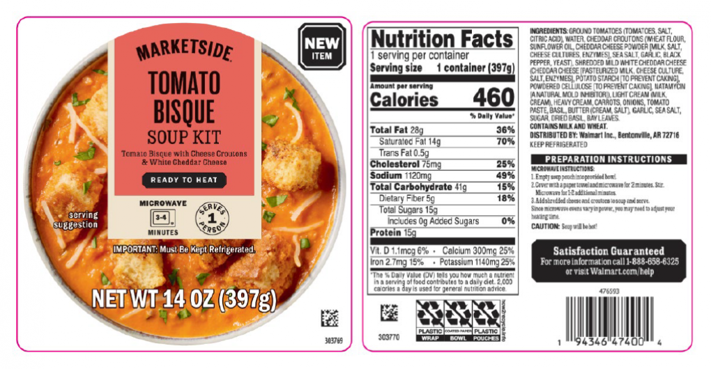 Recalled soup kit packaging